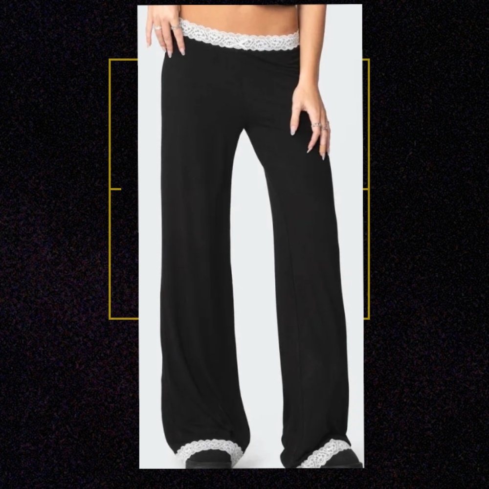 Domino Contrast Lace Trim Pants